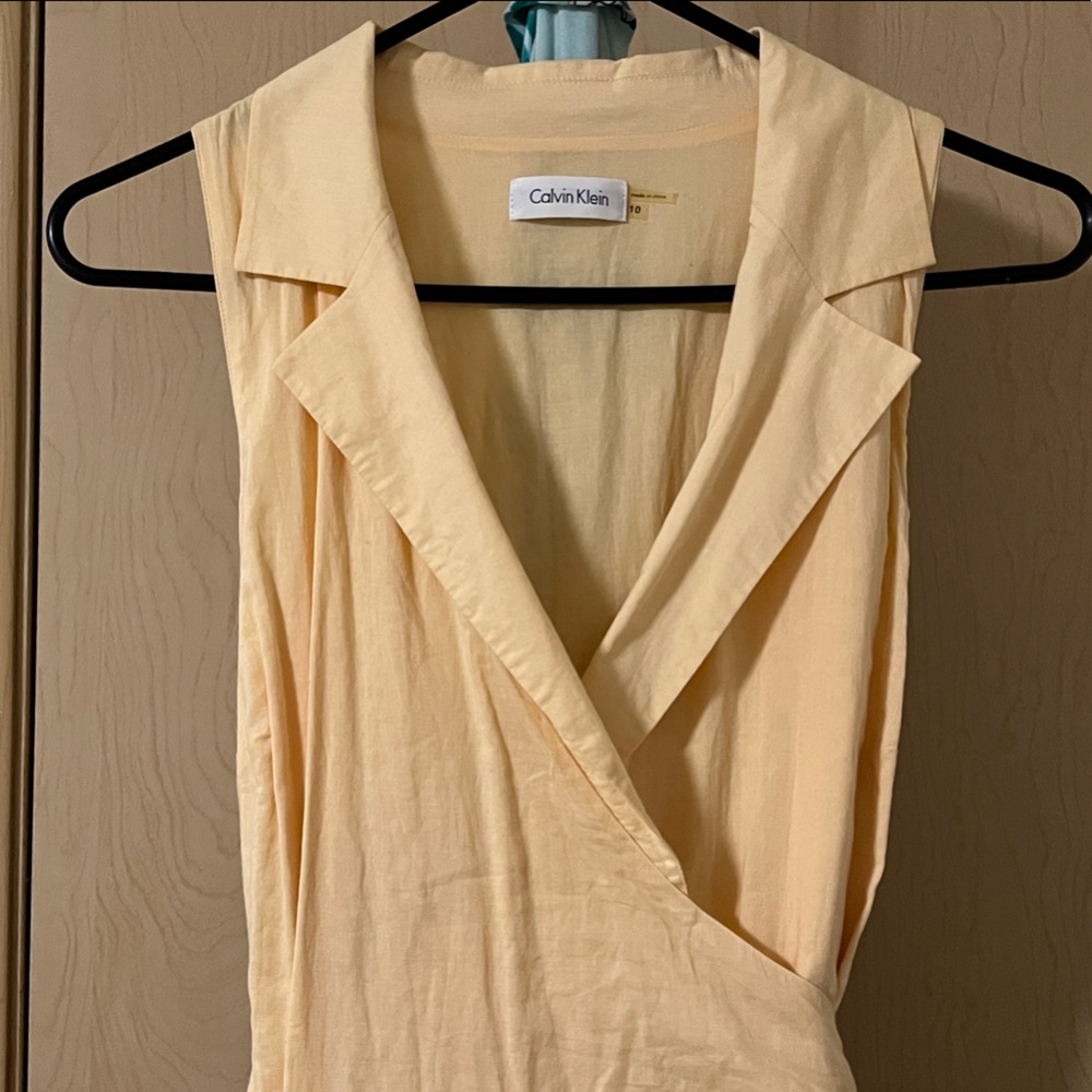 Calvin Klein Light Tan V-Neck Dress